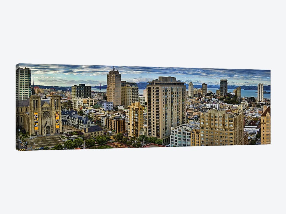 Buildings in a city looking over Pacific Heights from Nob Hill, San Francisco, California, USA 2011 by Panoramic Images 1-piece Canvas Print