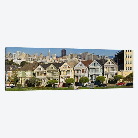 Famous row of Victorian Houses called Painted Ladies, San Francisco, California, USA 2011 Canvas Print #PIM9901} by Panoramic Images Art Print