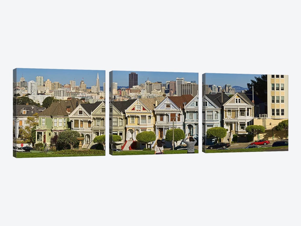 Famous row of Victorian Houses called Painted Ladies, San Francisco, California, USA 2011 by Panoramic Images 3-piece Canvas Artwork