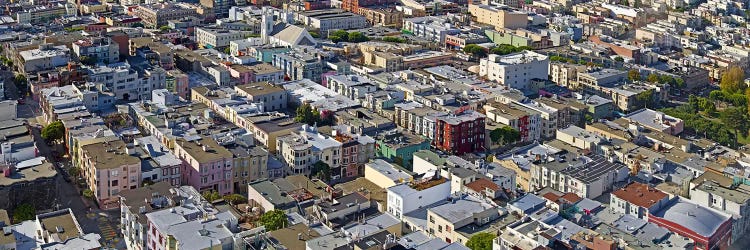 Aerial view of colorful houses near Washington Square and Columbus Avenue, San Francisco, California, USA by Panoramic Images wall art