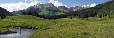 Lone Fly-Fisherman, Slate River, Gunnison County, Colorado, USA by Panoramic Images canvas print