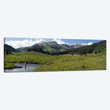 Lone Fly-Fisherman, Slate River, Gunnison County, Colorado, USA Canvas Print #PIM9911} by Panoramic Images Canvas Artwork