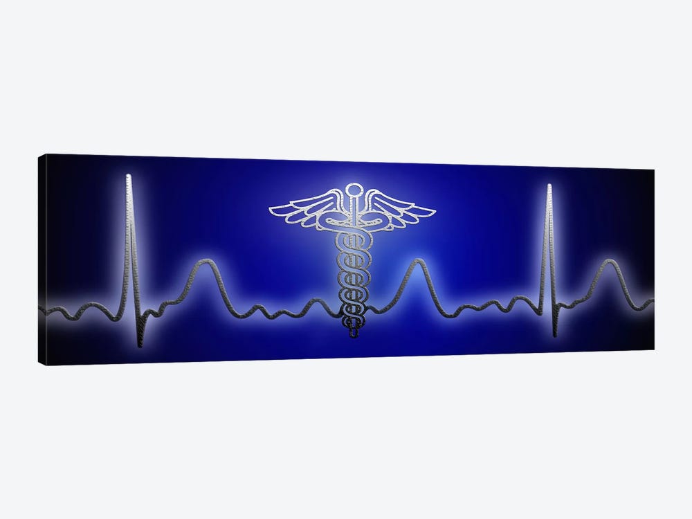 EKG with Caduceus symbol by Panoramic Images 1-piece Canvas Art