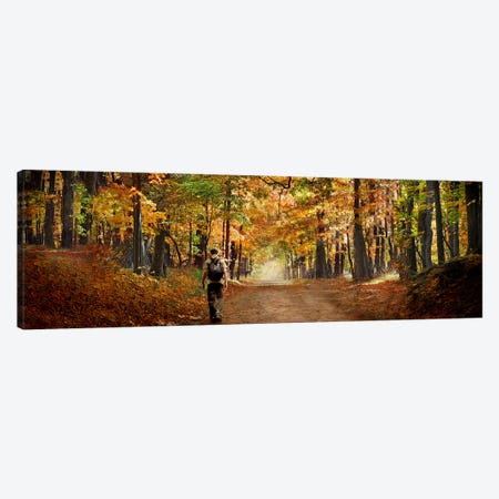 Kid with backpack walking in fall colors Canvas Print #PIM9926} by Panoramic Images Canvas Artwork