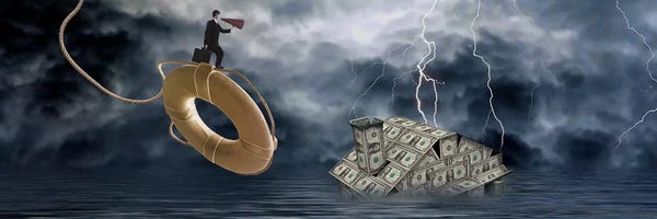 Lightning: Money house under water by Panoramic Images