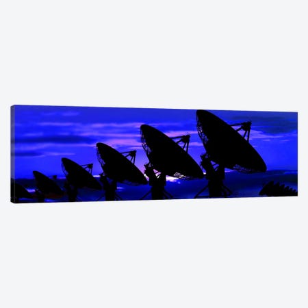Silhouette of satellite dishes Canvas Print #PIM9937} by Panoramic Images Canvas Print