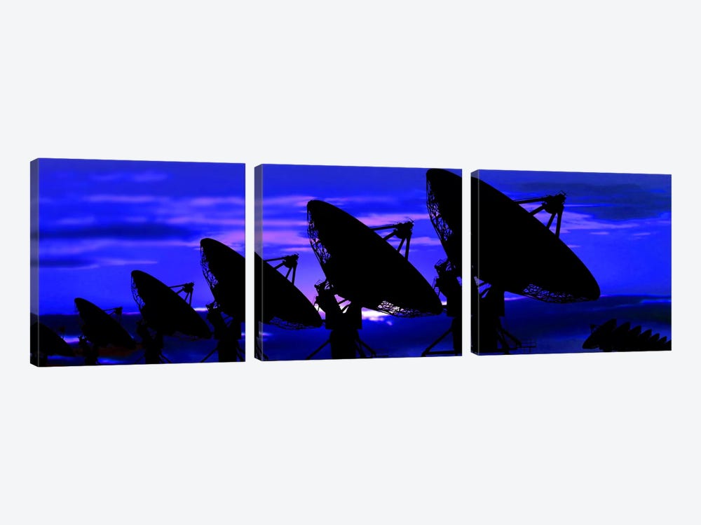 Silhouette of satellite dishes by Panoramic Images 3-piece Canvas Art Print