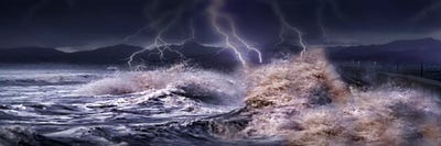 Storm waves hitting concrete by Panoramic Images multi panel art