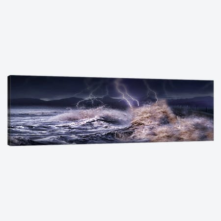 Storm waves hitting concrete Canvas Print #PIM9940} by Panoramic Images Canvas Print