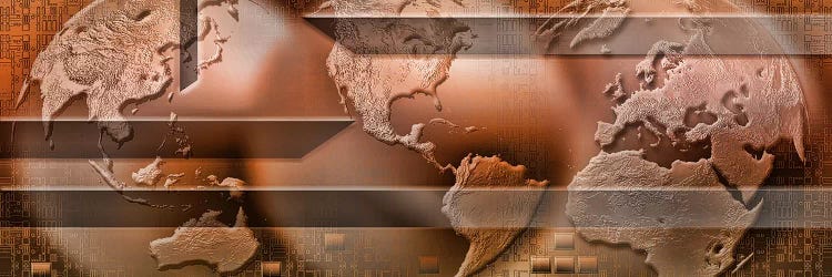 Three parts of the earth surrounded by digital information by Panoramic Images wall art