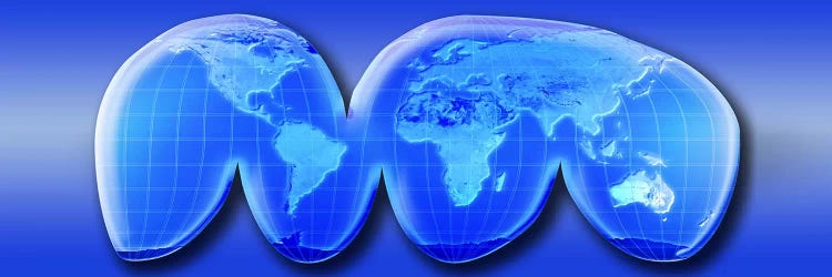 Map of world from Goode's homolosine projection