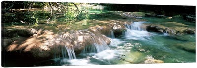 River flowing in summer afternoon light, Siagnole River, Provence-Alpes-Cote d'Azur, France Canvas Art Print - Waterfall Art