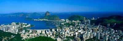Aerial View Of Botafogo And Urca Neighborhoods With Sugarloaf Mountain, Rio de Janeiro, Brazil by Panoramic Images canvas print