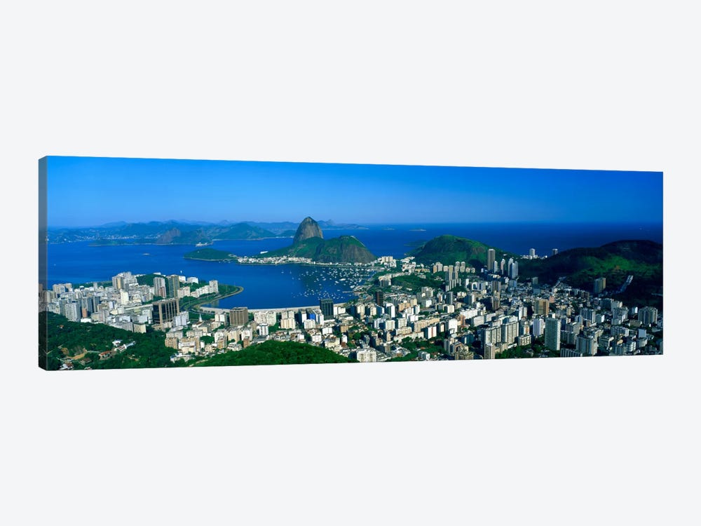 Aerial View Of Botafogo And Urca Neighborhoods With Sugarloaf Mountain, Rio de Janeiro, Brazil by Panoramic Images 1-piece Canvas Art
