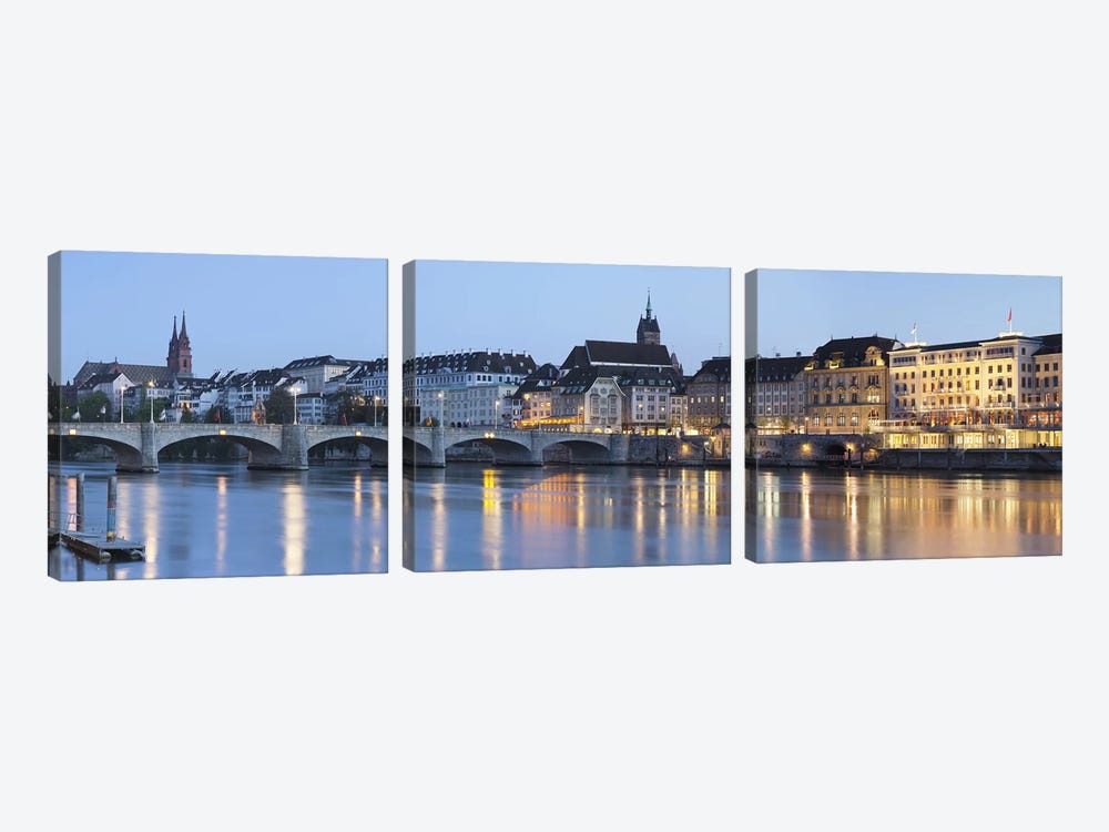 Mittlere Rheinbrucke With Altstadt Grossbasel In The Background, Basel, Switzerland by Panoramic Images 3-piece Canvas Art