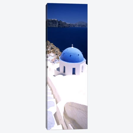 High angle view of a church with blue dome, Oia, Santorini, Cyclades Islands, Greece Canvas Print #PIM9984} by Panoramic Images Canvas Artwork