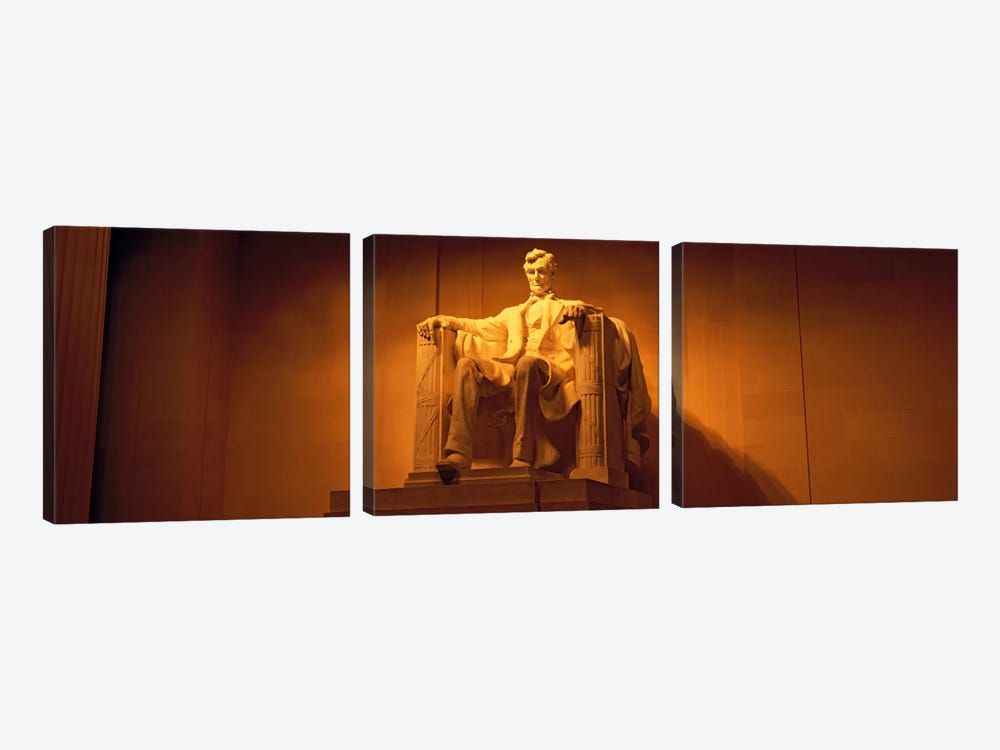 USA, Washington DC, Lincoln Memorial, Low angle view of the statue of Abraham Lincoln by Panoramic Images 3-piece Art Print