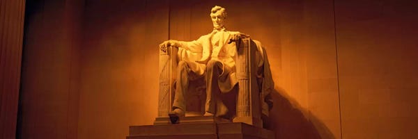 Sculptures & Statues: USA, Washington DC, Lincoln Memorial, Low angle view of the statue of Abraham Lincoln by Panoramic Images