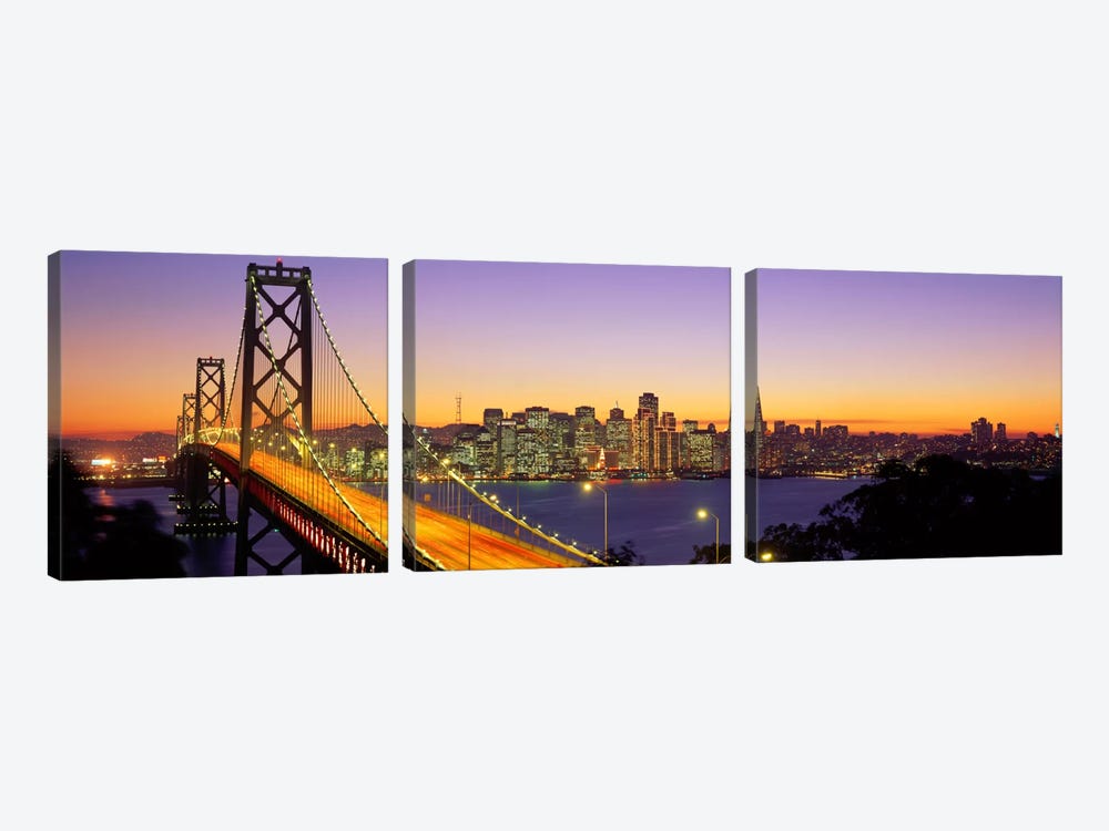 Bay Bridge At Night, San Francisco, California, USA by Panoramic Images 3-piece Art Print