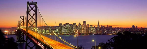 Panoramic Images: Bay Bridge At Night, San Francisco, California, USA by Panoramic Images