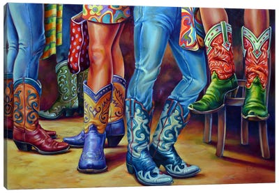 Holding Court Canvas Art Print - Cowboy & Cowgirl Art