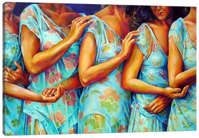 Sisters Reflecting Canvas Art Print - Hands