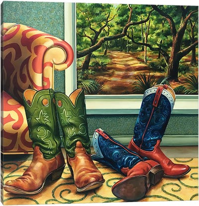 View From A Window Canvas Art Print - Cowboy & Cowgirl Art