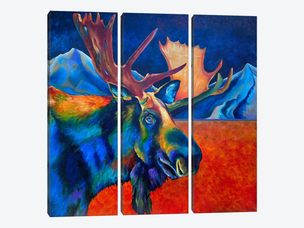 Big Bull Moose by Robert Pankey 3-piece Canvas Print