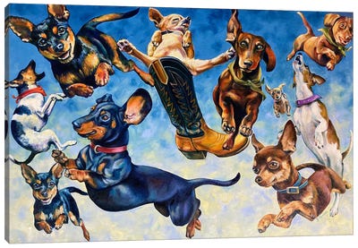 All Dogs Go To Heaven Canvas Art Print - Dachshund Art