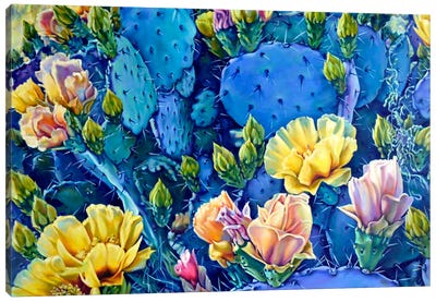 Amarillo Y Azul Canvas Art Print - Cactus Art
