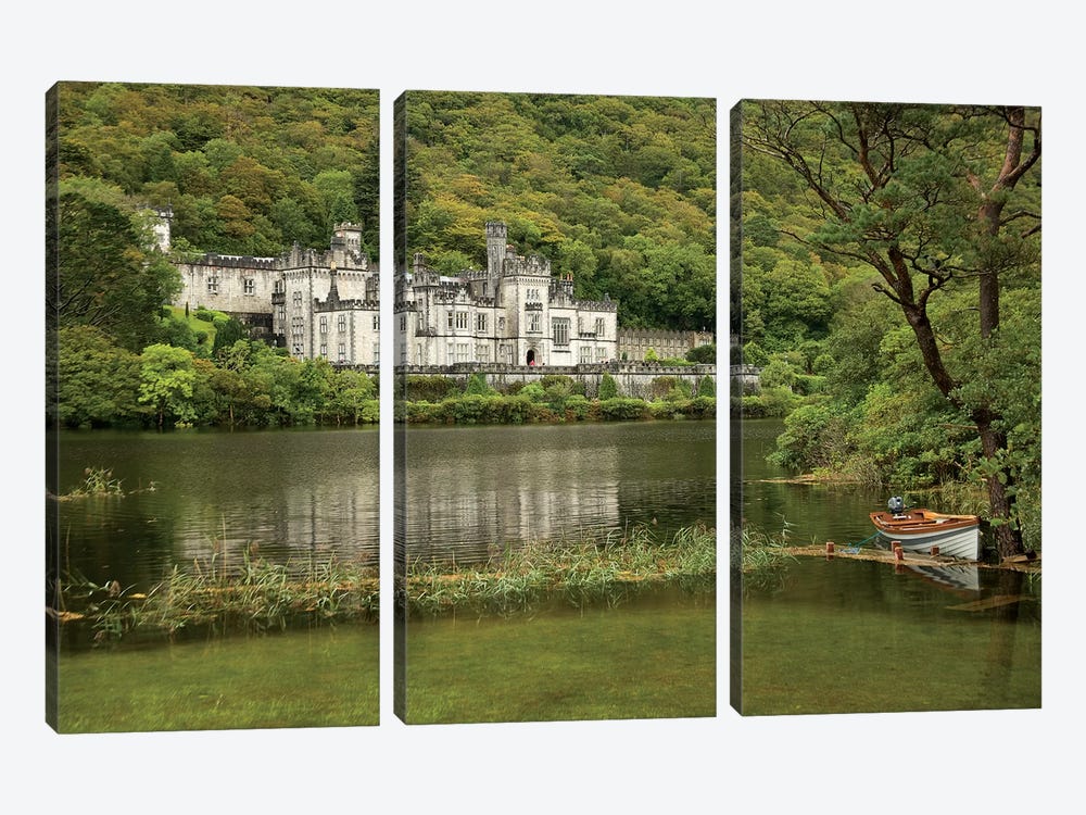 Kylemore Abbey, County Galway, Ireland, Castle, Towers Landscape, Scenic, Boat by Patrick J. Wall 3-piece Canvas Art Print
