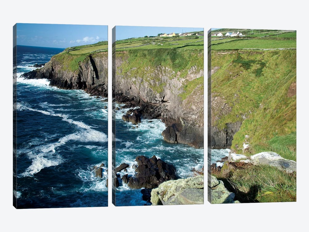 Shoreline, Dingal Peninsula, Ireland, Water, Coast, Cliff by Patrick J. Wall 3-piece Canvas Artwork