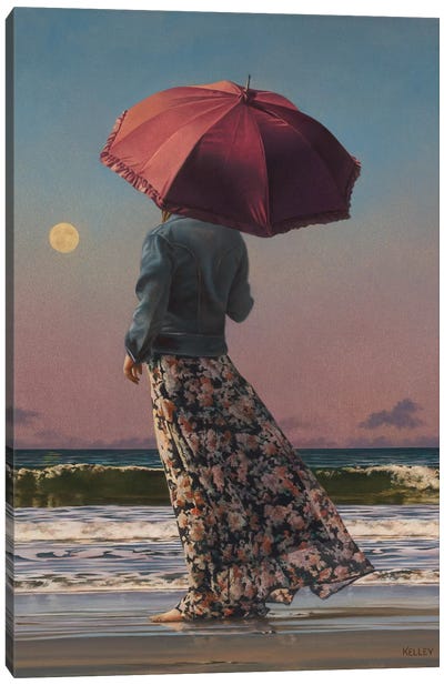 Romancing The Moon Canvas Art Print - Umbrella Art