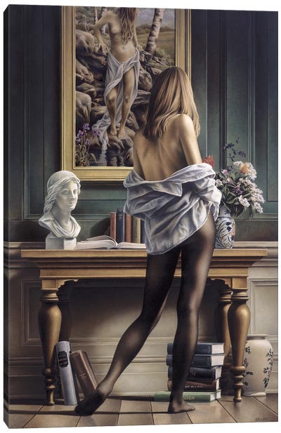 Life Imitating Art Canvas Art Print - Female Nude Art