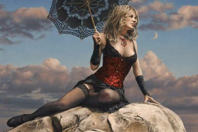 Under A Crescent Moon by Paul Kelley framed canvas print