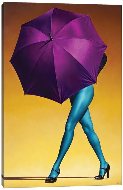 Purple Umbrella Canvas Art Print - Legs