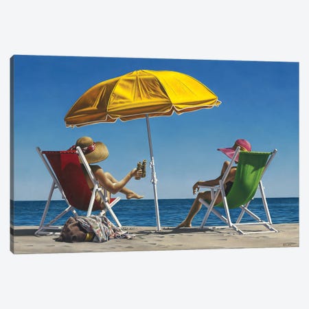 Beach Chairs Canvas Print #PKE76} by Paul Kelley Canvas Art Print