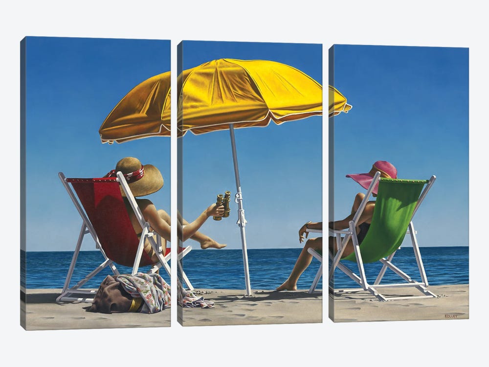 Beach Chairs by Paul Kelley 3-piece Canvas Wall Art
