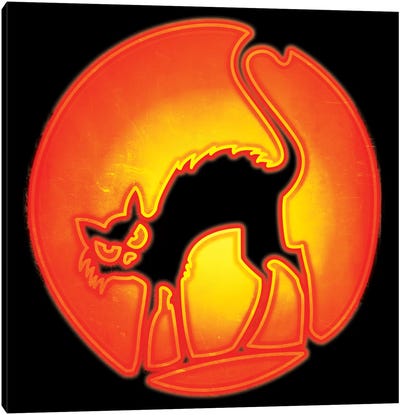 Night Prowler Canvas Art Print - Black Cat Art