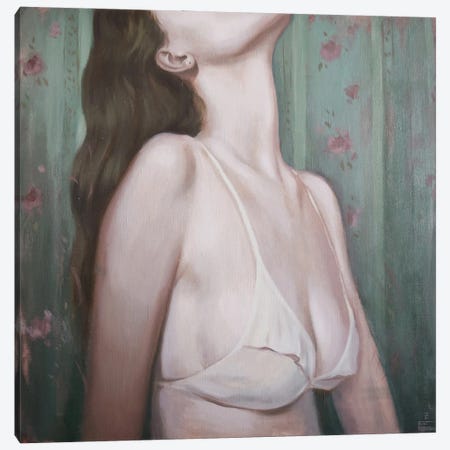 Lady On A Green Background Canvas Print #PLK37} by Polina Kharlamova Canvas Art