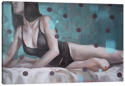 Woman In Black Lingerie Canvas Art Print
