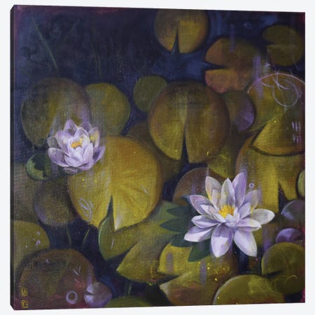Water Lilies Canvas Print #PLK41} by Polina Kharlamova Canvas Wall Art