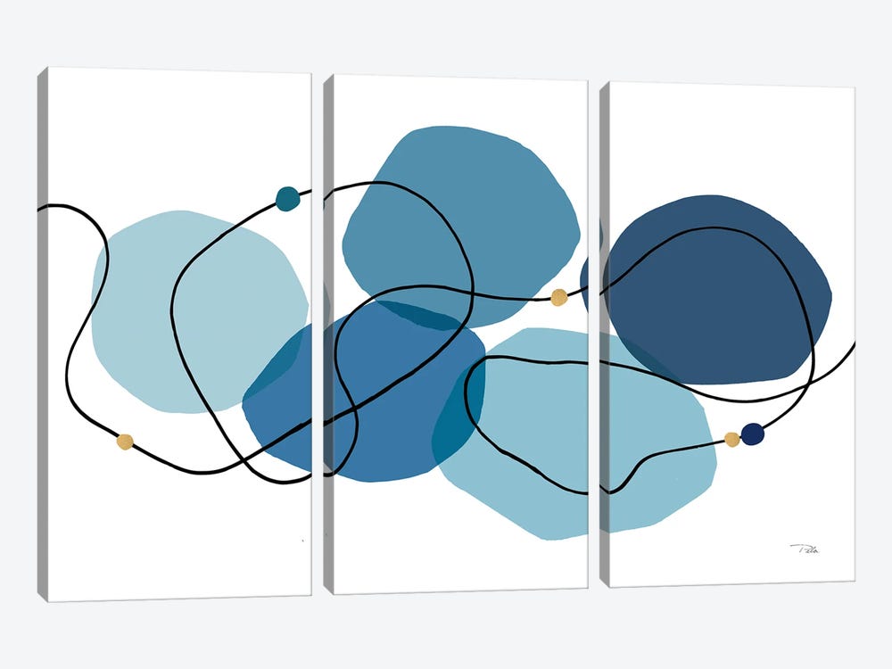 Sinuous Trajectory I In Blue by Pela 3-piece Canvas Art