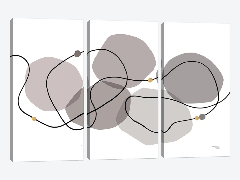 Sinuous Trajectory I In Grey by Pela 3-piece Art Print