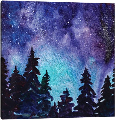 Night Sky III Canvas Art Print - Black, White & Blue Art