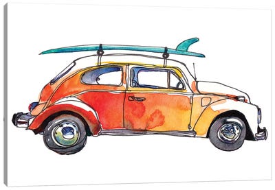 Surf Car V Canvas Art Print - Kids Transportation Art