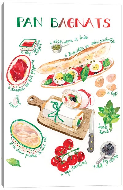 Pan Bagnats Recipe Canvas Art Print - Sandwiches