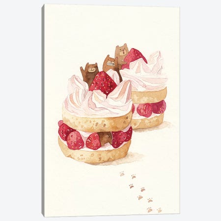 Strawbeary Cake Canvas Print #PLP15} by Penelopeloveprints Canvas Art Print