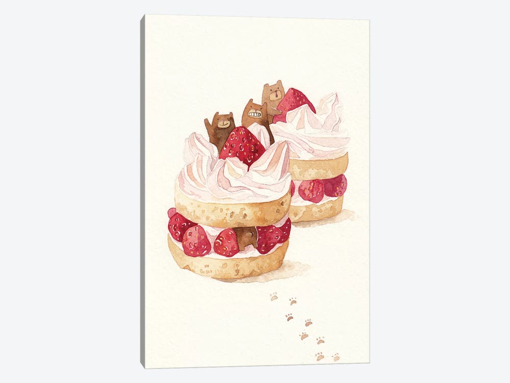 Strawbeary Cake by Penelopeloveprints 1-piece Canvas Art