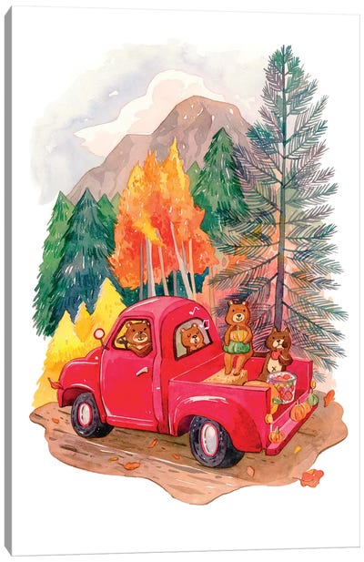 Little Red Truck Canvas Art Print - Trucks